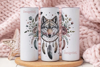 Mystical Wolf Dreamcatcher 20oz Tumbler Sublimation DesignSVG 