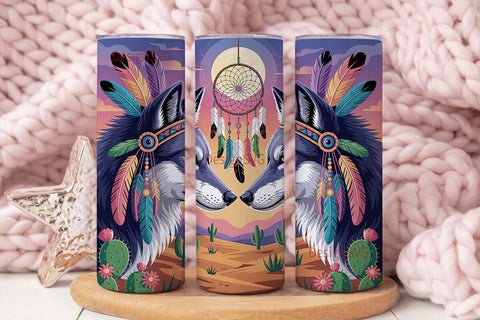 Mystical Wolf Dreamcatcher 20oz Tumbler Sublimation DesignSVG 