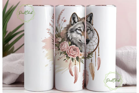 Mystical Wolf Dreamcatcher 20oz Tumbler Sublimation PixelChick 
