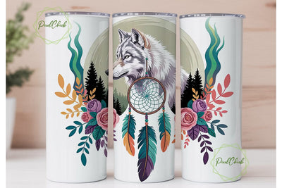 Mystical Wolf Dreamcatcher 20oz Tumbler Sublimation PixelChick 