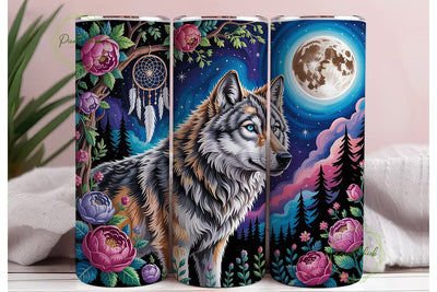Mystical Wolf Dreamcatcher 20oz Tumbler Sublimation PixelChick 