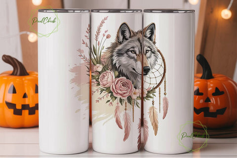 Mystical Wolf Dreamcatcher 20oz Tumbler Sublimation PixelChick 