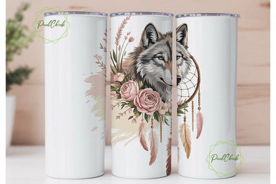 Mystical Wolf Dreamcatcher 20oz Tumbler Sublimation PixelChick 
