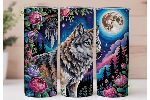 Mystical Wolf Dreamcatcher 20oz Tumbler Sublimation PixelChick 