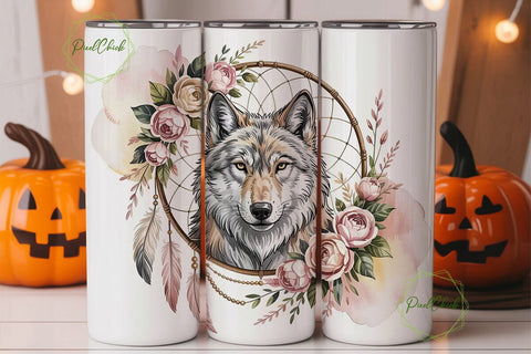 Mystical Wolf Dreamcatcher 20oz Tumbler Sublimation PixelChick 