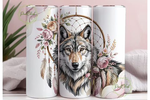 Mystical Wolf Dreamcatcher 20oz Tumbler Sublimation PixelChick 