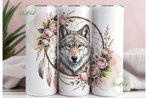 Mystical Wolf Dreamcatcher 20oz Tumbler Sublimation PixelChick 