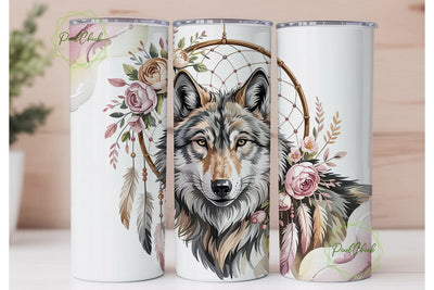 Mystical Wolf Dreamcatcher 20oz Tumbler Sublimation PixelChick 