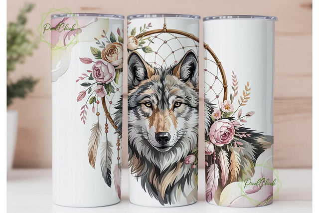 Mystical Wolf Dreamcatcher 20oz Tumbler Sublimation PixelChick 