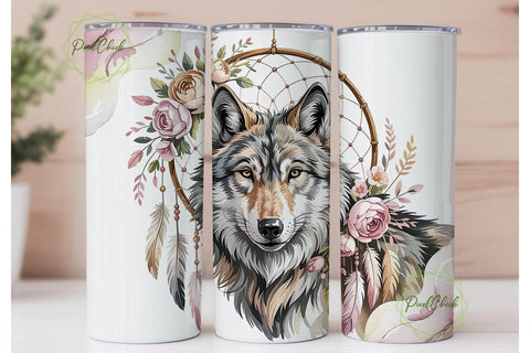 Mystical Wolf Dreamcatcher 20oz Tumbler Sublimation PixelChick 