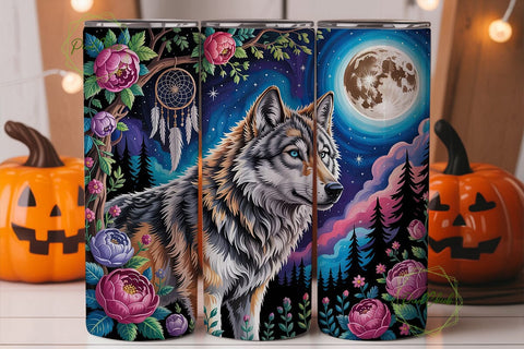 Mystical Wolf Dreamcatcher 20oz Tumbler Sublimation PixelChick 
