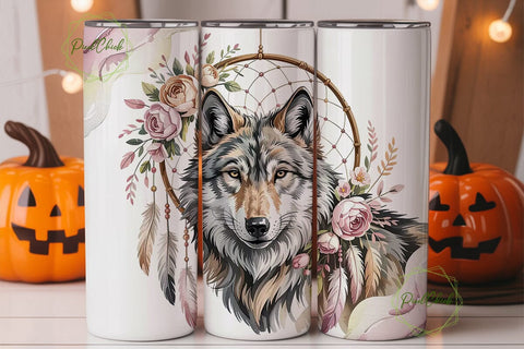 Mystical Wolf Dreamcatcher 20oz Tumbler Sublimation PixelChick 