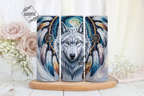 Mystical Wolf Dreamcatcher 20oz Tumbler Sublimation sassyprint 