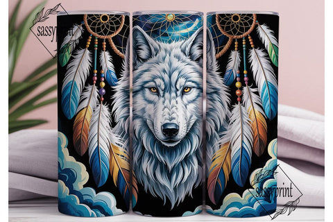 Mystical Wolf Dreamcatcher 20oz Tumbler Sublimation sassyprint 