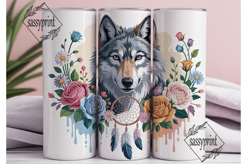 Mystical Wolf Dreamcatcher 20oz Tumbler Sublimation sassyprint 