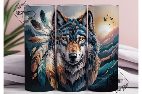 Mystical Wolf Dreamcatcher 20oz Tumbler Sublimation sassyprint 