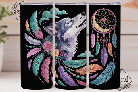 Mystical Wolf Dreamcatcher 20oz Tumbler Sublimation sassyprint 