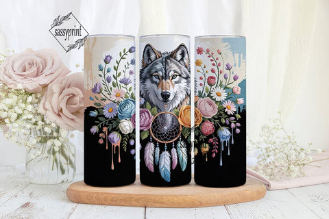 Mystical Wolf Dreamcatcher 20oz Tumbler Sublimation sassyprint 