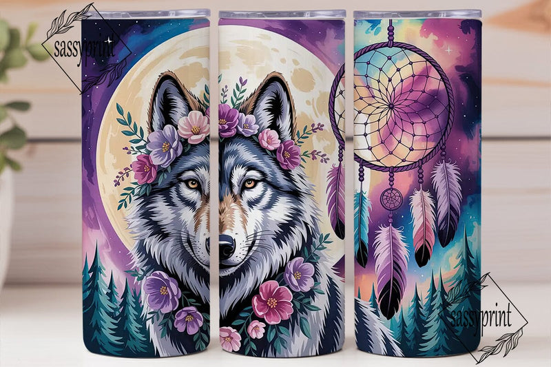Mystical Wolf Dreamcatcher 20oz Tumbler Sublimation sassyprint 