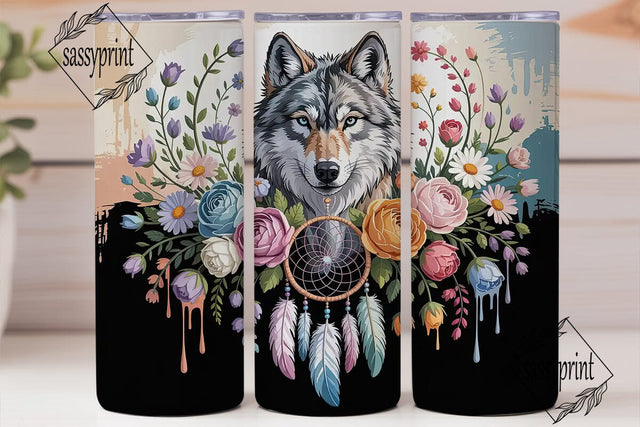 Mystical Wolf Dreamcatcher 20oz Tumbler Sublimation sassyprint 