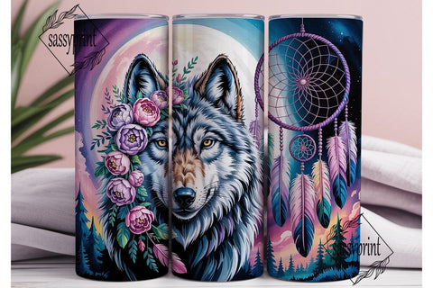 Mystical Wolf Dreamcatcher 20oz Tumbler Sublimation sassyprint 