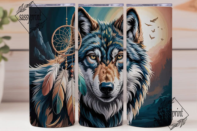 Mystical Wolf Dreamcatcher 20oz Tumbler Sublimation sassyprint 