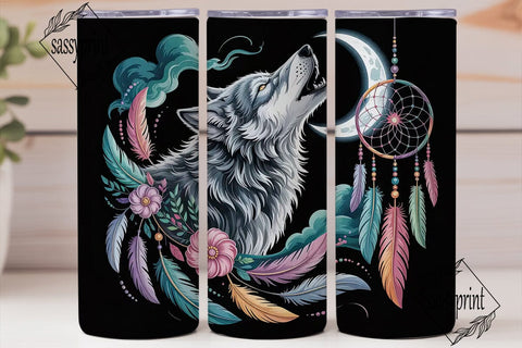 Mystical Wolf Dreamcatcher 20oz Tumbler Sublimation sassyprint 