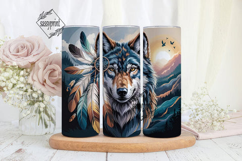 Mystical Wolf Dreamcatcher 20oz Tumbler Sublimation sassyprint 