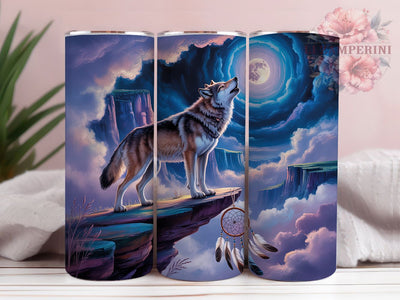 Mystical Wolf Dreamcatcher Tumbler Wrap, Southwestern Dreamcatcher, Tribal Style, Boho Theme, Ethnic Art, Tumbler Wrap, Sublimation Design Sublimation Li Zamperini 