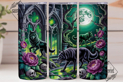 Mystical Wolf Moon 20oz Tumbler Wrap Sublimation sassyprint 