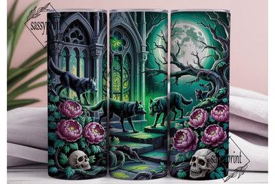 Mystical Wolf Moon 20oz Tumbler Wrap Sublimation sassyprint 