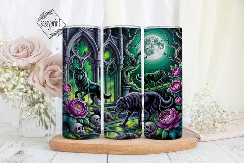 Mystical Wolf Moon 20oz Tumbler Wrap Sublimation sassyprint 