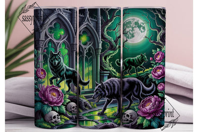 Mystical Wolf Moon 20oz Tumbler Wrap Sublimation sassyprint 