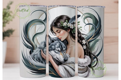 Mystical Wolf Woman 20oz Tumbler Wrap Sublimation PixelChick 