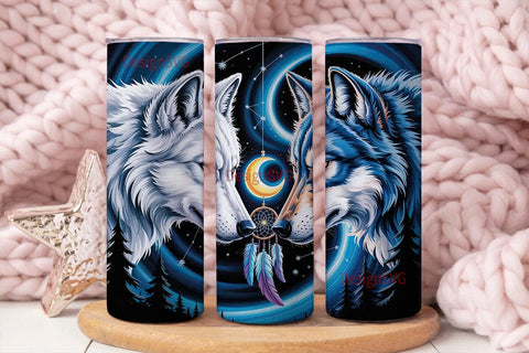 Mystical Wolves Dreamcatcher Tumbler Sublimation DesignSVG 