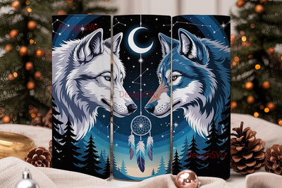 Mystical Wolves Dreamcatcher Tumbler Sublimation DesignSVG 