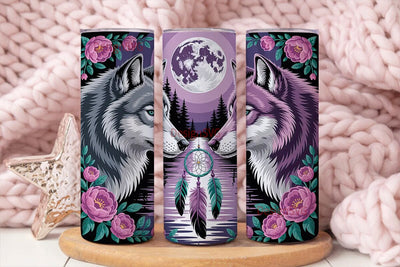Mystical Wolves Dreamcatcher Tumbler Sublimation DesignSVG 