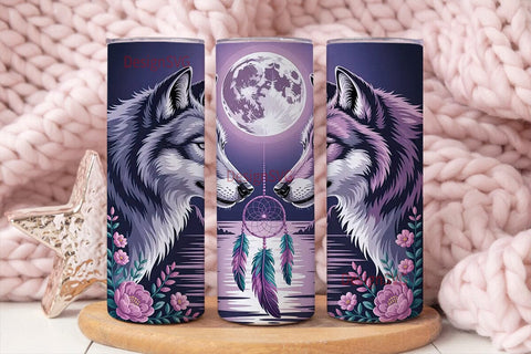 Mystical Wolves Dreamcatcher Tumbler Sublimation DesignSVG 