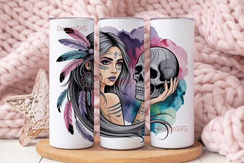 Mystical Woman Tumbler Wrap PNG Sublimation DesignSVG 