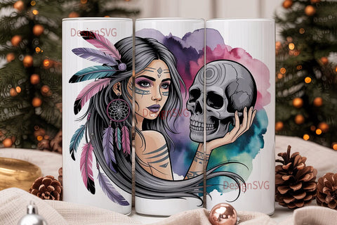 Mystical Woman Tumbler Wrap PNG Sublimation DesignSVG 