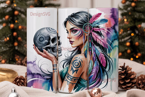 Mystical Woman Tumbler Wrap PNG Sublimation DesignSVG 