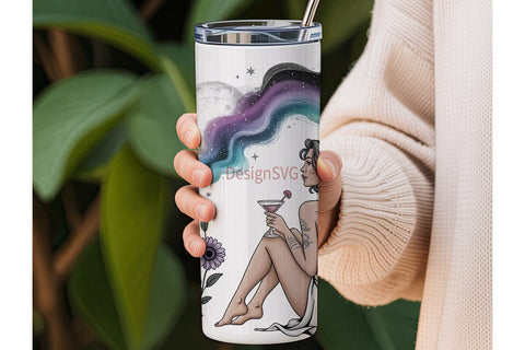 Mystical Woman Tumbler Wrap Sublimation DesignSVG 
