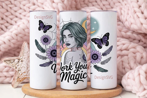 Mystical Woman Tumbler Wrap Sublimation DesignSVG 