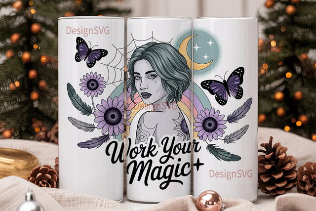 Mystical Woman Tumbler Wrap Sublimation DesignSVG 