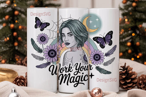 Mystical Woman Tumbler Wrap Sublimation DesignSVG 