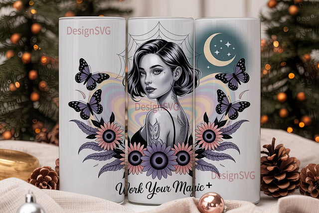 Mystical Woman Tumbler Wrap Sublimation DesignSVG 