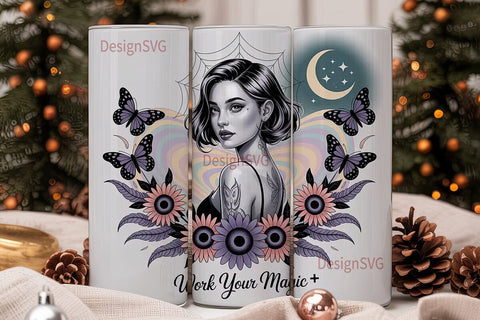 Mystical Woman Tumbler Wrap Sublimation DesignSVG 