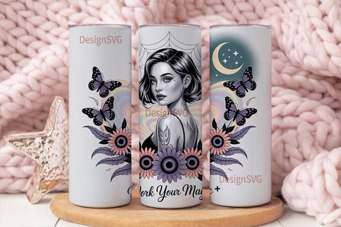 Mystical Woman Tumbler Wrap Sublimation DesignSVG 