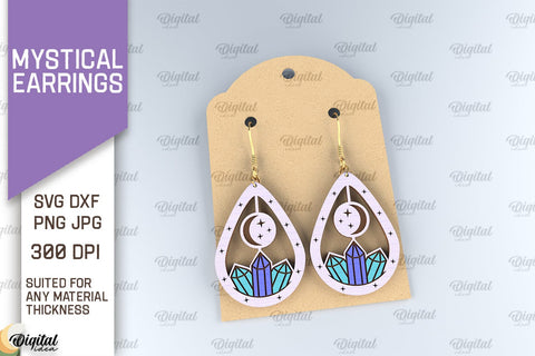 Mystical Wooden Earrings Laser Cut Bundle. Magical Design SVG SVG Evgenyia Guschina 