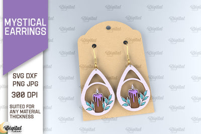 Mystical Wooden Earrings Laser Cut. Magical Design SVG SVG Evgenyia Guschina 